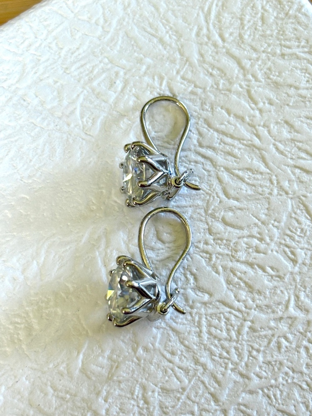8ctw Moissanite buckle back earrings in 935 Argentium silver! Classy! - Picture 11 of 16